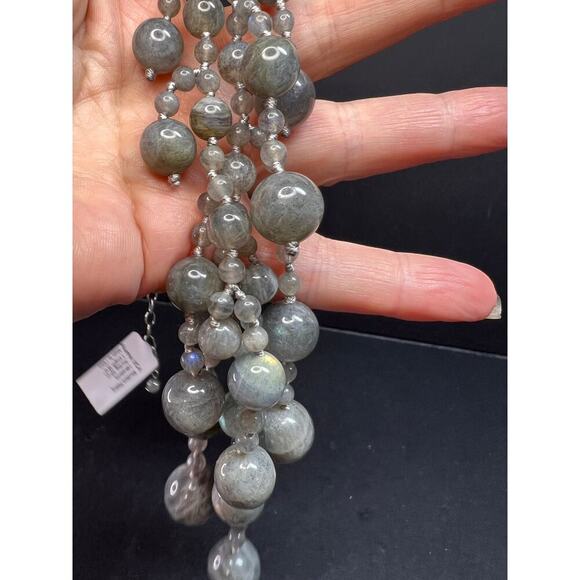 NEW labradorite bib statement necklace with sterling silver clasp - Picture 6 of 15